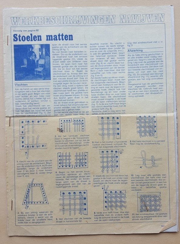 Zelf stoelen matten. O.A. uit het blad "Na vijven", Ophalen of Verzenden, Gebruikt