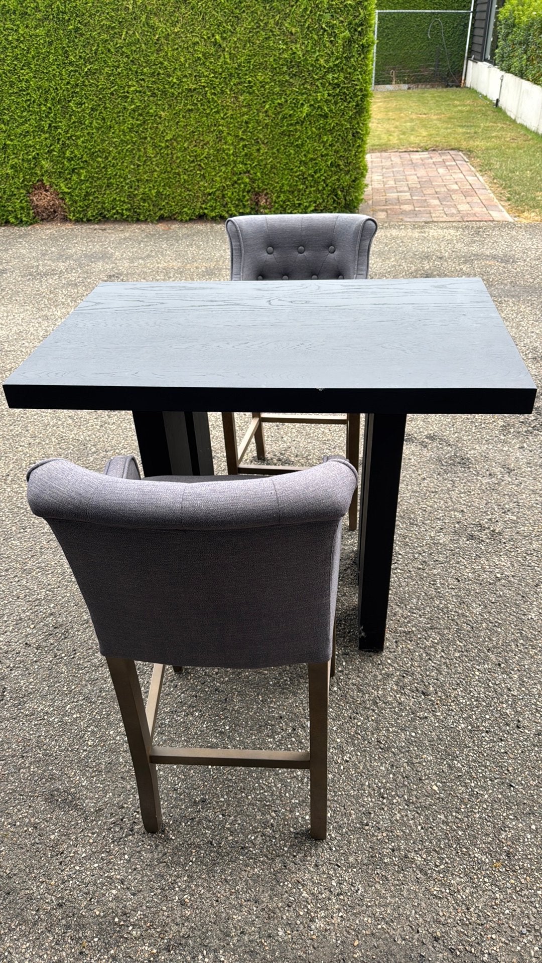 Statafel met 2 luxe krukken, Tuin en Terras, Ophalen, Gebruikt, Rechthoekig, Hout