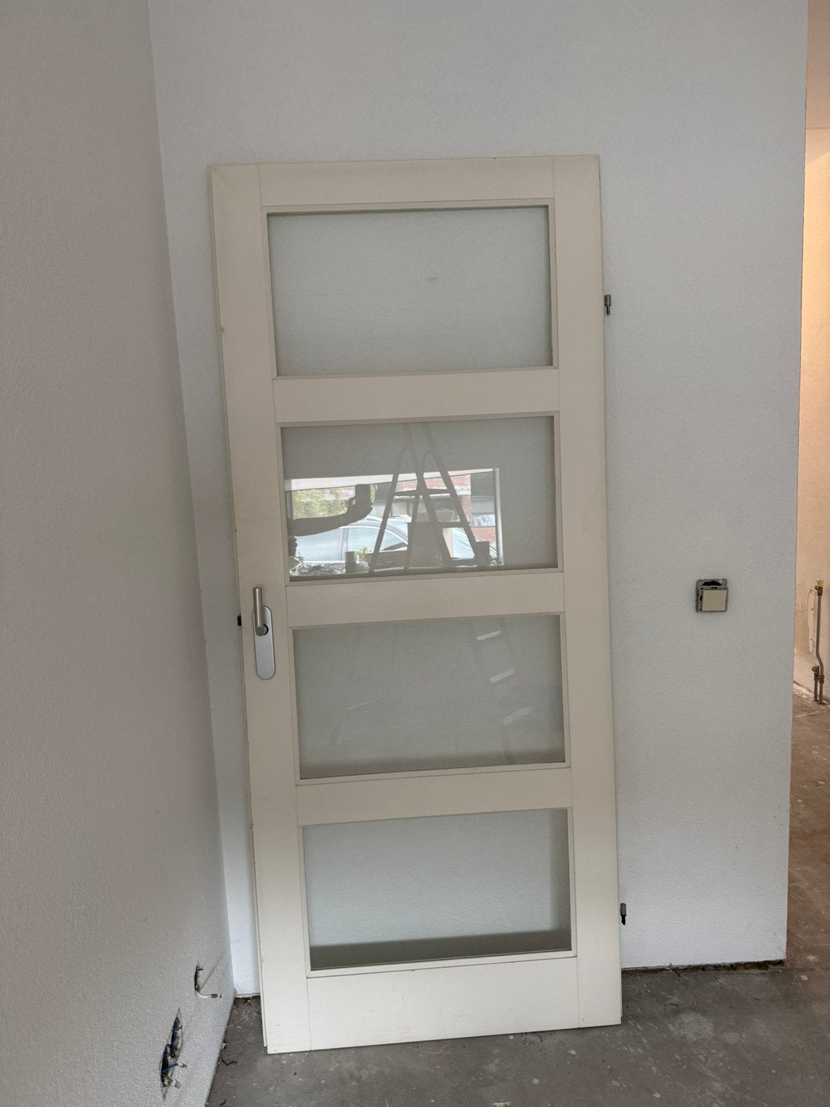 Houten binnendeur met glas, Doe-het-zelf en Verbouw, Deuren en Horren, Ophalen, Gebruikt, 80 tot 100 cm, Binnendeur