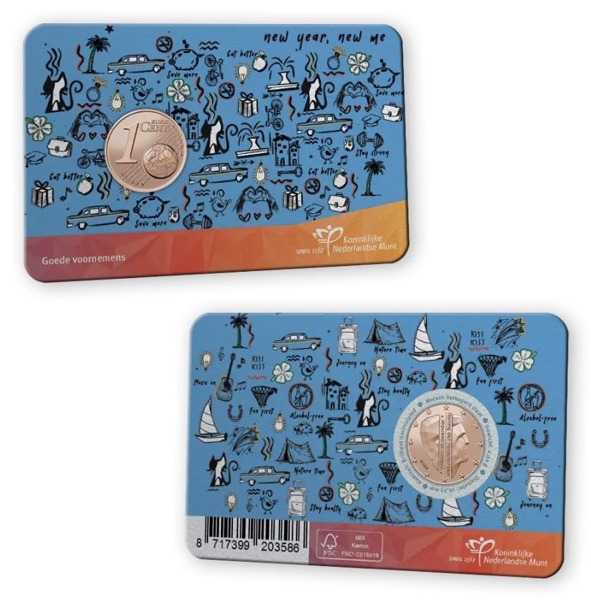 1 cent Nederland 2026 - Goede voornemens - BU coincard, Ophalen of Verzenden, Overige landen, 1 cent, Setje