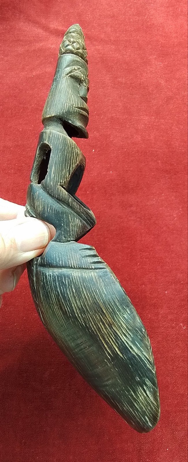 Oude Indonesische rijstlepel van waterbuffelhoorn, 21 cm, Ophalen of Verzenden