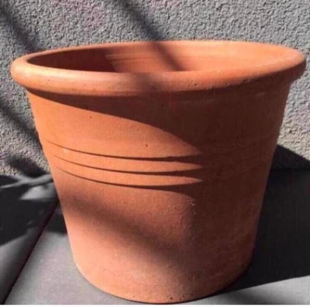 Italiaanse terracotta bloempoten 28cm oranje, bruin diverse, 25 tot 40 cm, Rond, Ophalen of Verzenden, Zo goed als nieuw