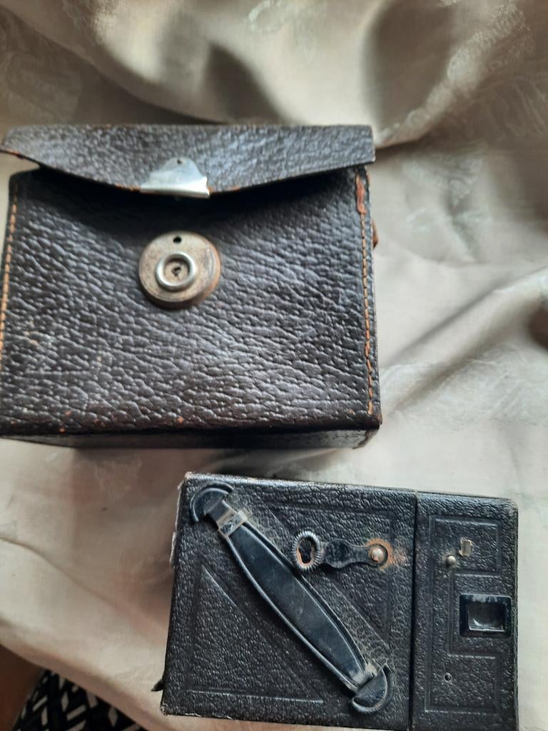 Vintage Coronet Rex Boxcamera met leren tasje, Ophalen of Verzenden, Gebruikt, Compact, Overige Merken