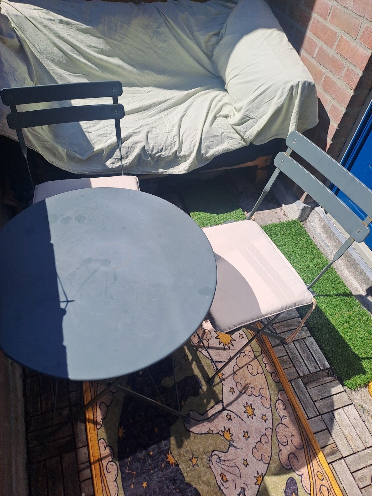 Bistro set groen inclusief kussens, Ophalen, 60 tot 90 cm