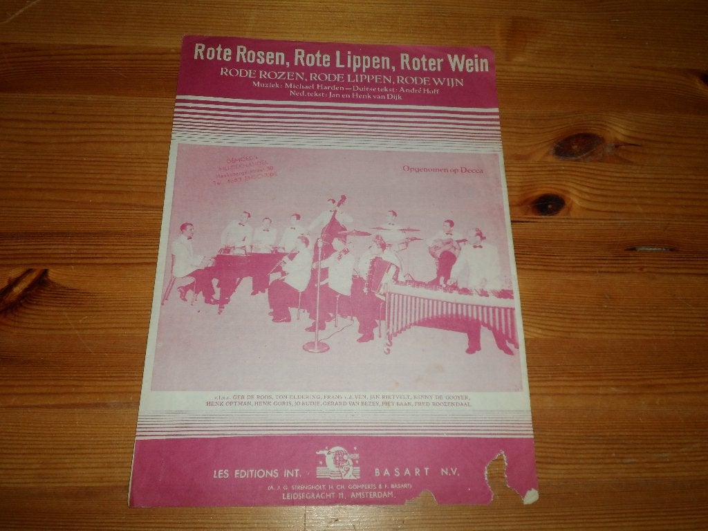 Rote rosen rote lippen roter wein - michael harden, Muziek en Instrumenten, Bladmuziek, Gebruikt, Gitaar, Ophalen of Verzenden