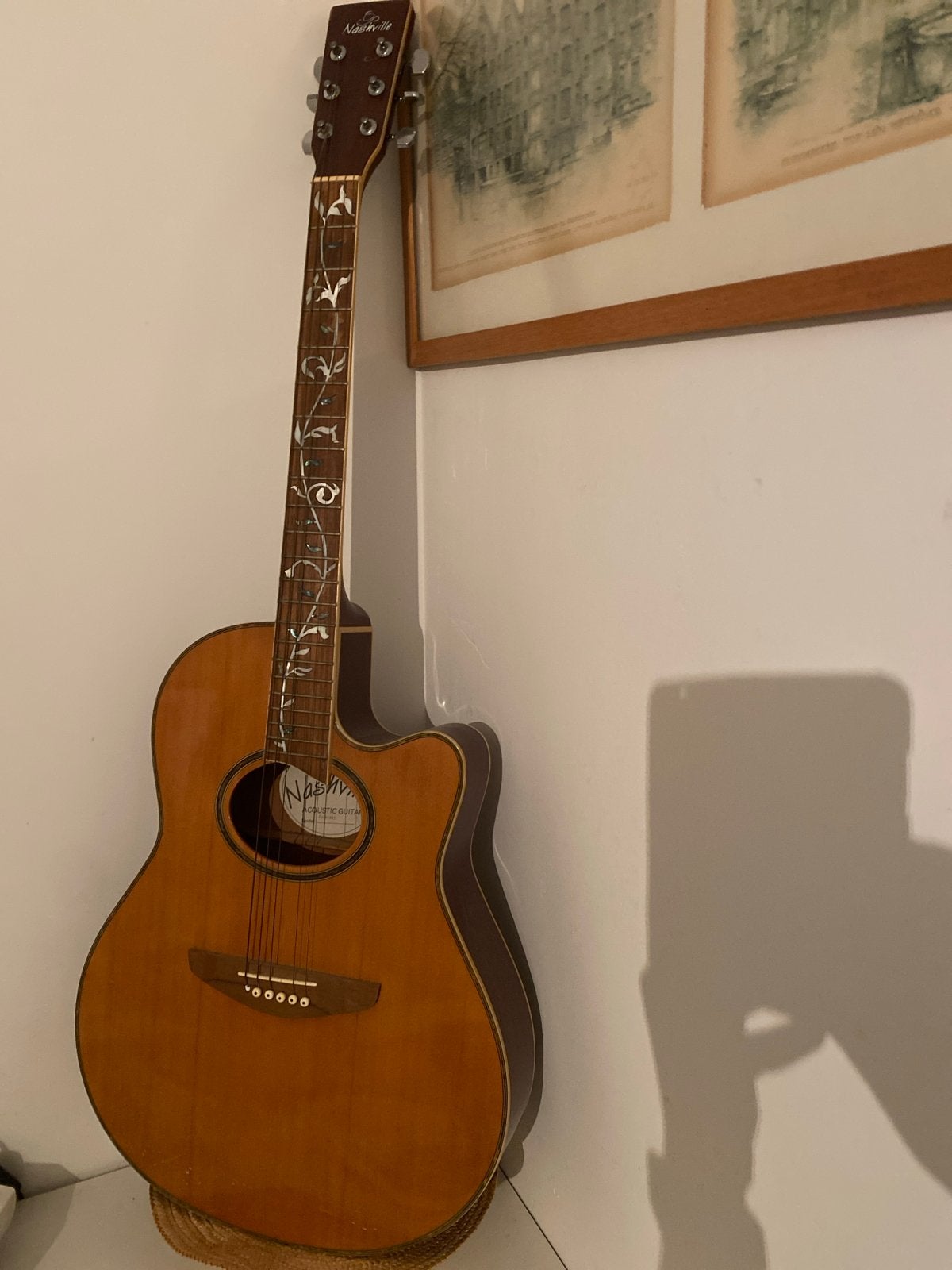 Nashville Western gitaar met unieke inleg, Ophalen of Verzenden, Gebruikt, Western- of Steelstringgitaar