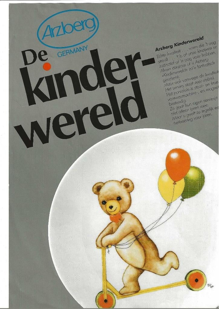 Arzberg brochure met 2 blz over kinder servies, Ophalen of Verzenden, Porselein, Kop en/of schotel