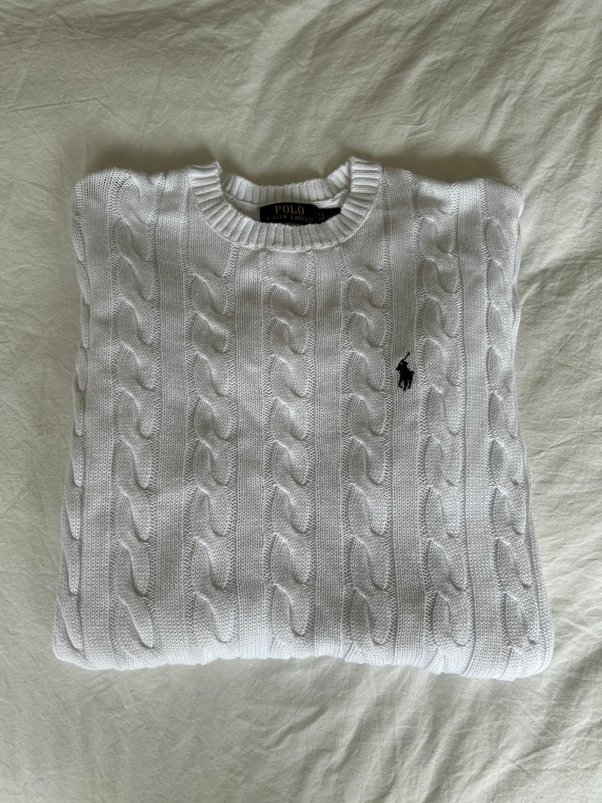 Ralph Lauren kabeltrui, Verzenden, Zo goed als nieuw, Overige maten, Wit