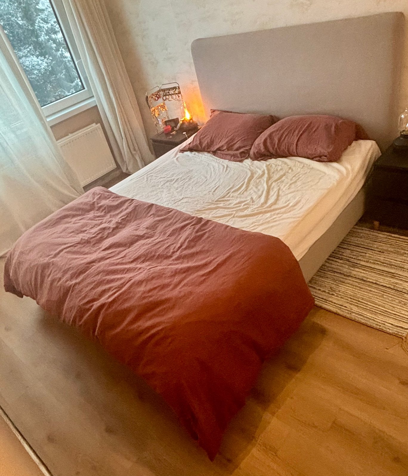 GRATIS! Boxspring 160x200 cm met hoofdbord - Gebruikt, Ophalen, Gebruikt, Tweepersoons, 200 cm