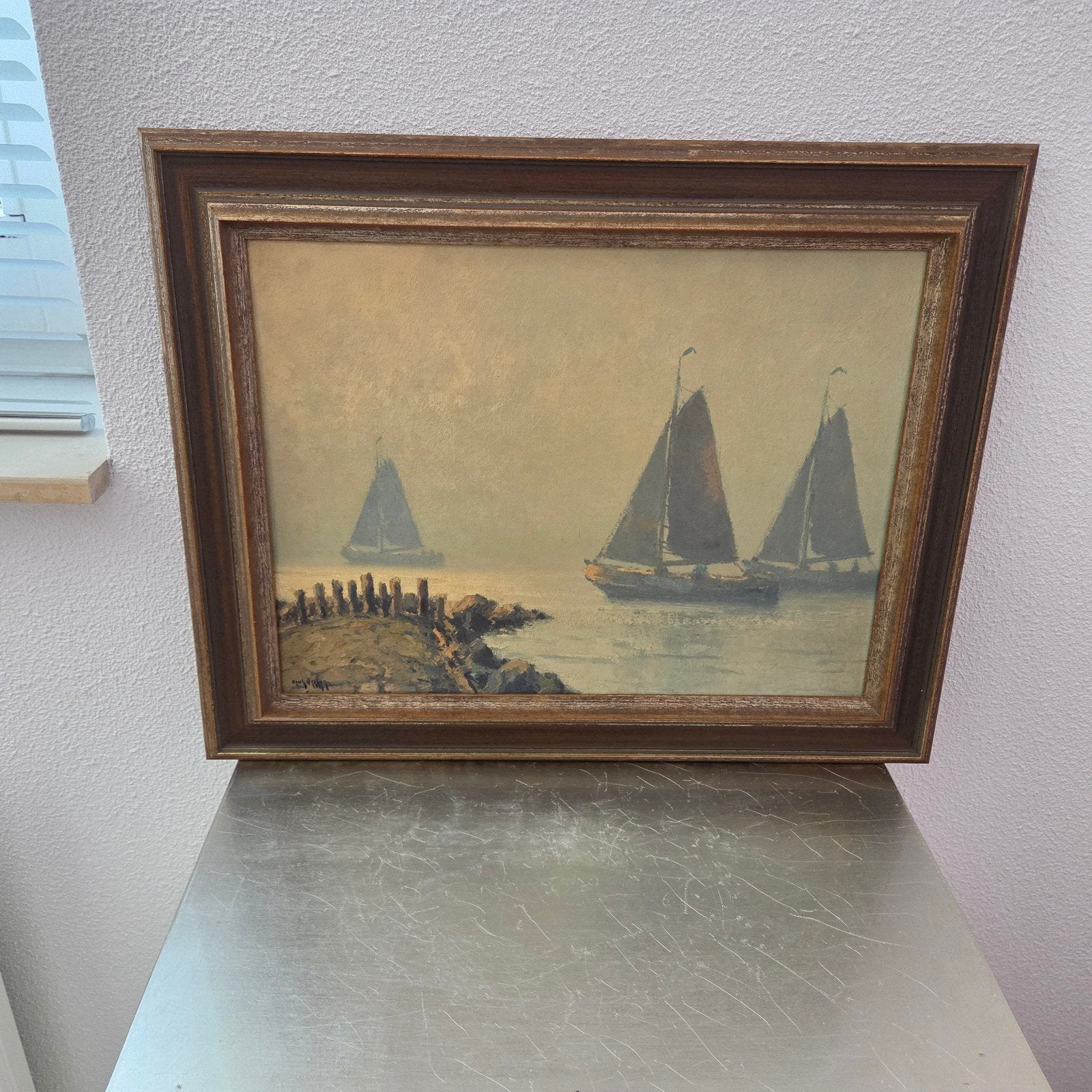 Henk Dekker Olieverfschilderij: Zeilschepen op Zee, Ophalen of Verzenden