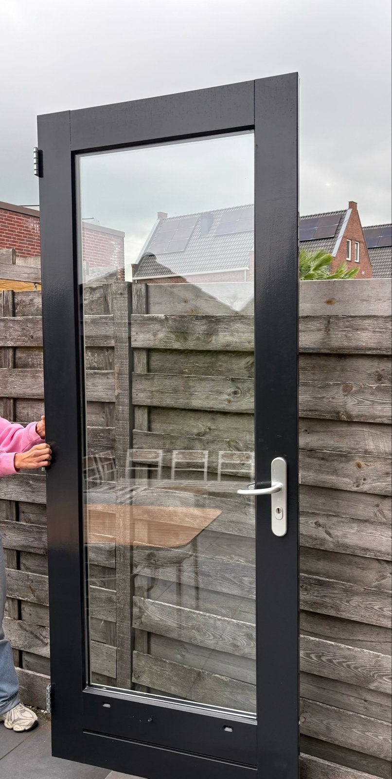 Buitendeur met HR++ glas, 231x92,5 cm, Doe-het-zelf en Verbouw, Ophalen, Gebruikt, 80 tot 100 cm, 215 cm of meer