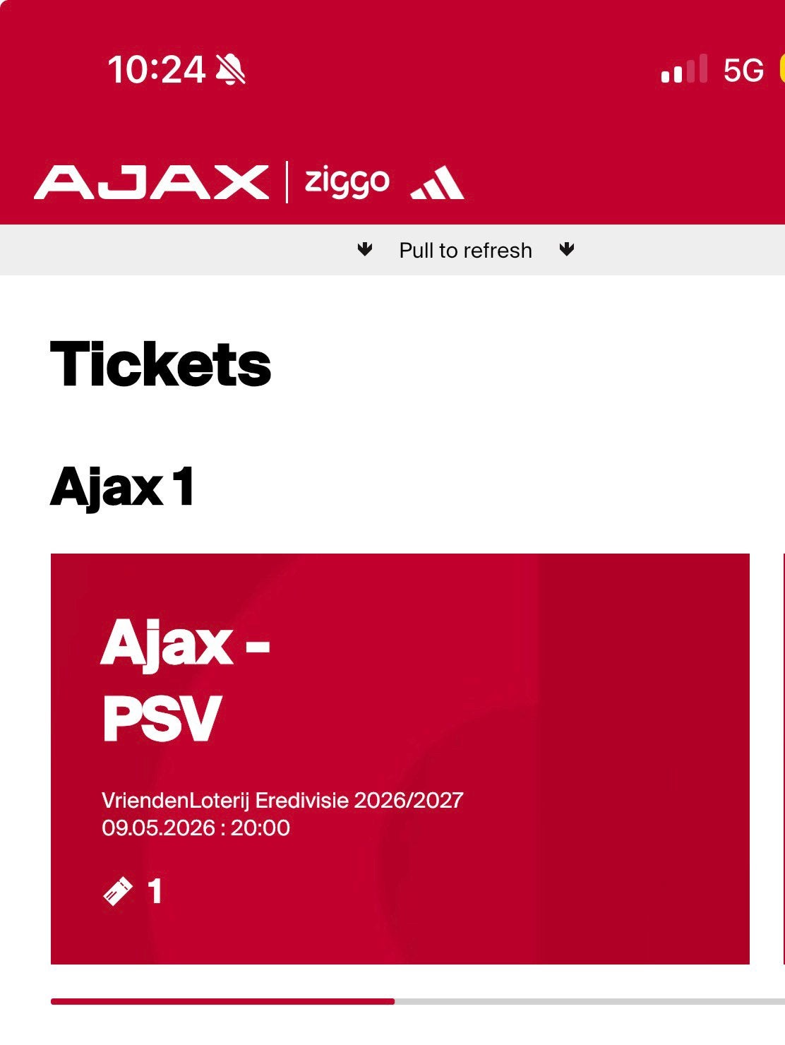 AJAX PSV F-SIDE, Tickets en Kaartjes, Seizoenskaart, Eén persoon, September, Europa of Champions League
