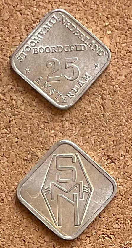 Penning - Boordgeld 25 cent - 1953 SMN (vierkant), Postzegels en Munten, Penningen en Medailles, Ophalen of Verzenden, Overige materialen