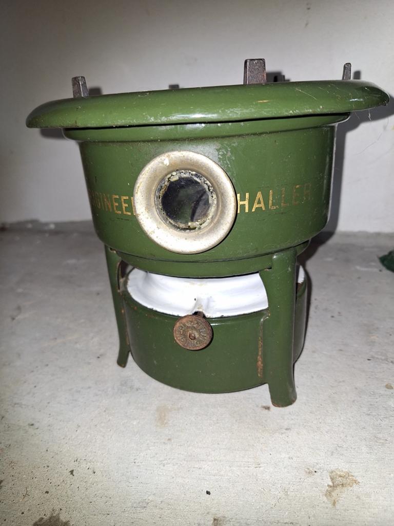 Antieke Petroleumstel Haller - Groen Emaille, Ophalen of Verzenden