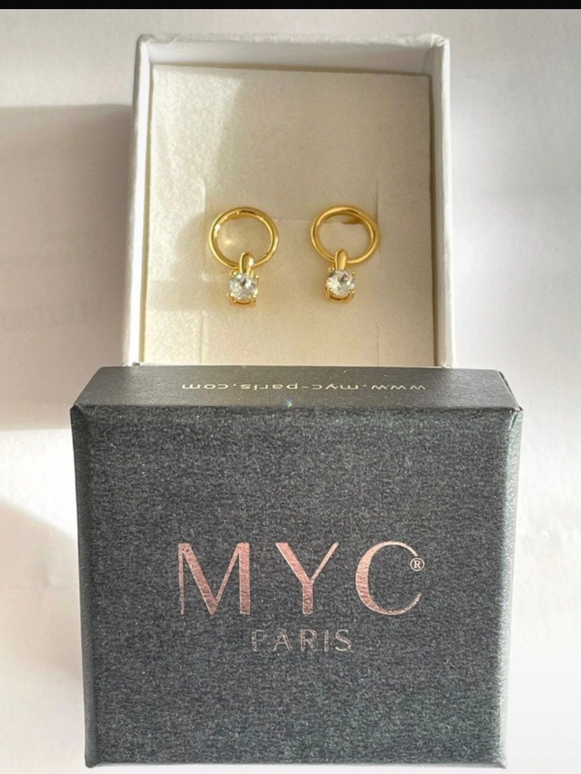MYC Paris Oorbellen en Ketting met Kristal, Sieraden, Tassen en Uiterlijk, Overige materialen, Hangers, Nieuw, Goud