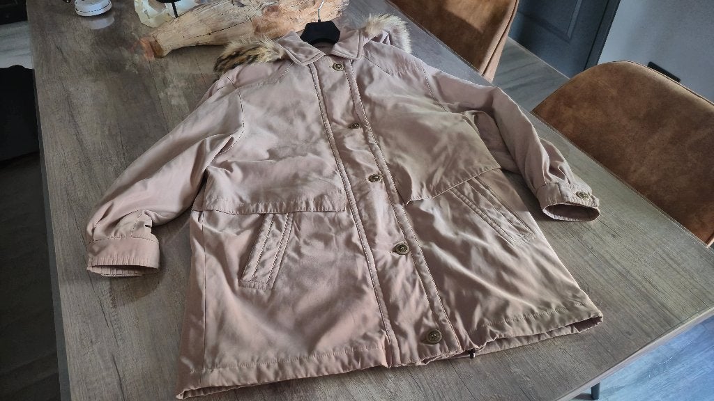 Witteveen halflange parka/damesjas met capuchon, Maat 38/40 (M), Beige, Ophalen of Verzenden, Zo goed als nieuw