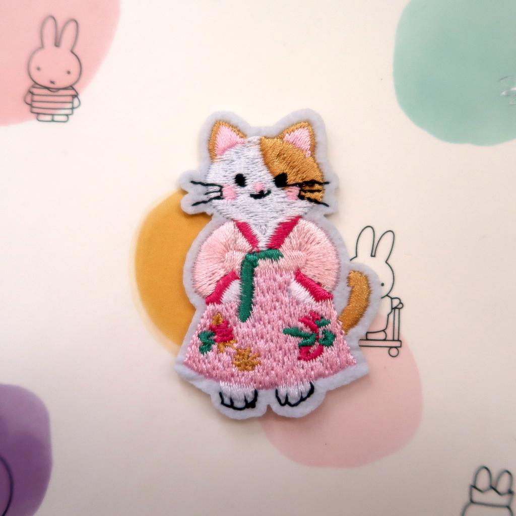 Modieuze Hanbok Kat opstrijkplaatje Patch Badge Applique, Verzenden, Nieuw, Overige applicaties