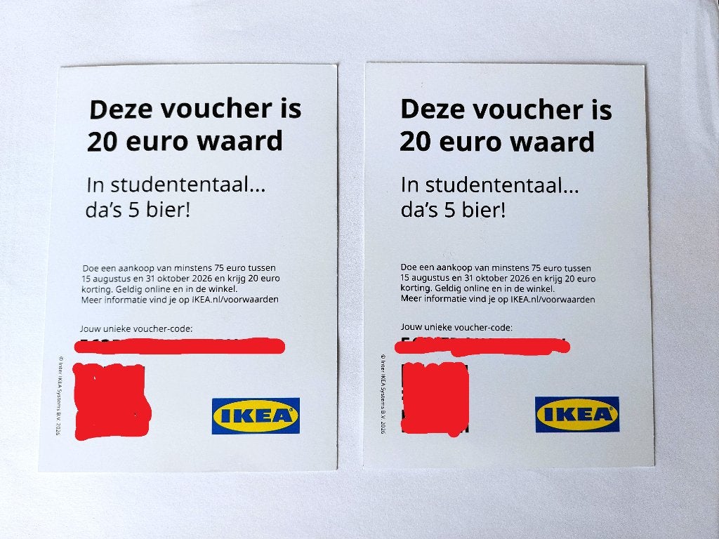IKEA 20 euro korting, Drie personen of meer, Kortingsbon, Warenhuis- of Winkelbon