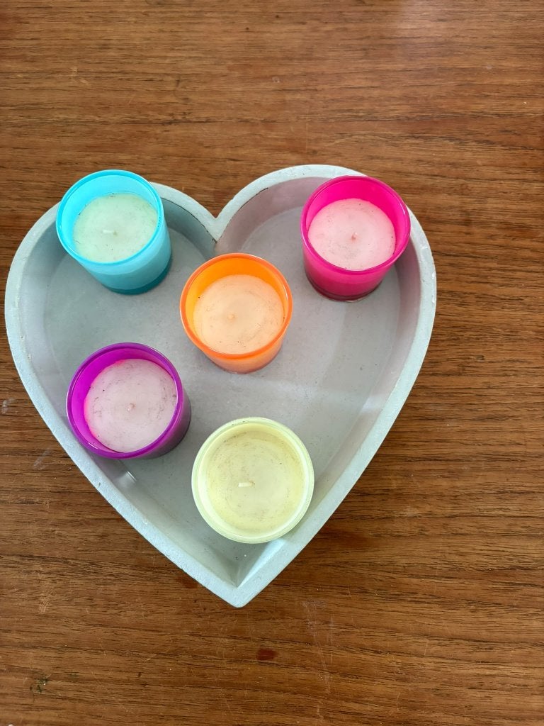 5 Kaarsen met hartje, 7 cm, Overige merken, Ophalen of Verzenden, Zo goed als nieuw