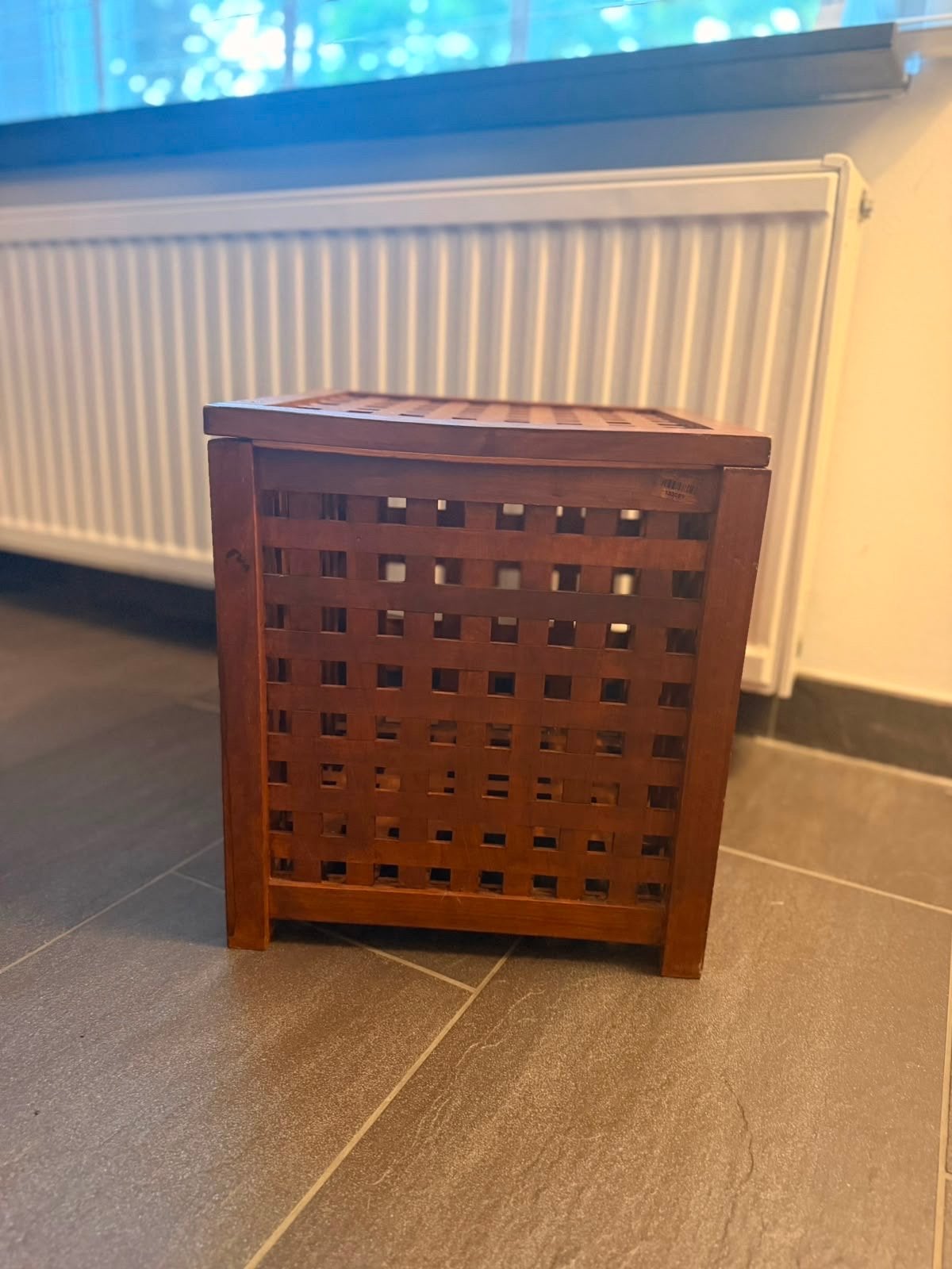 Houten wasmand/opbergmand met roosterdesign, Ophalen, Hout, Gebruikt, Landelijk