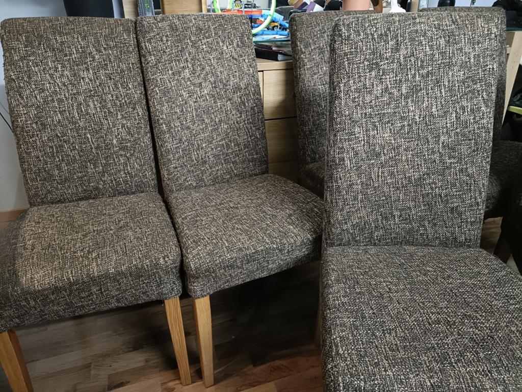 Set van 6 gestoffeerde eetkamerstoelen - Bruin/Grijs, Ophalen, Modern, Comfortabel, Gebruikt, Bruin
