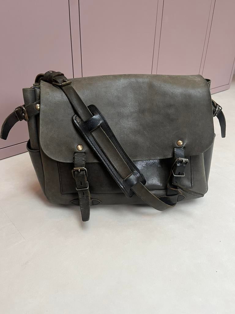 Bleu de Chauffe Éclair M Postman Bag – Leer – Brown Khaki, Overige merken, Bruin, Ophalen of Verzenden, Zo goed als nieuw