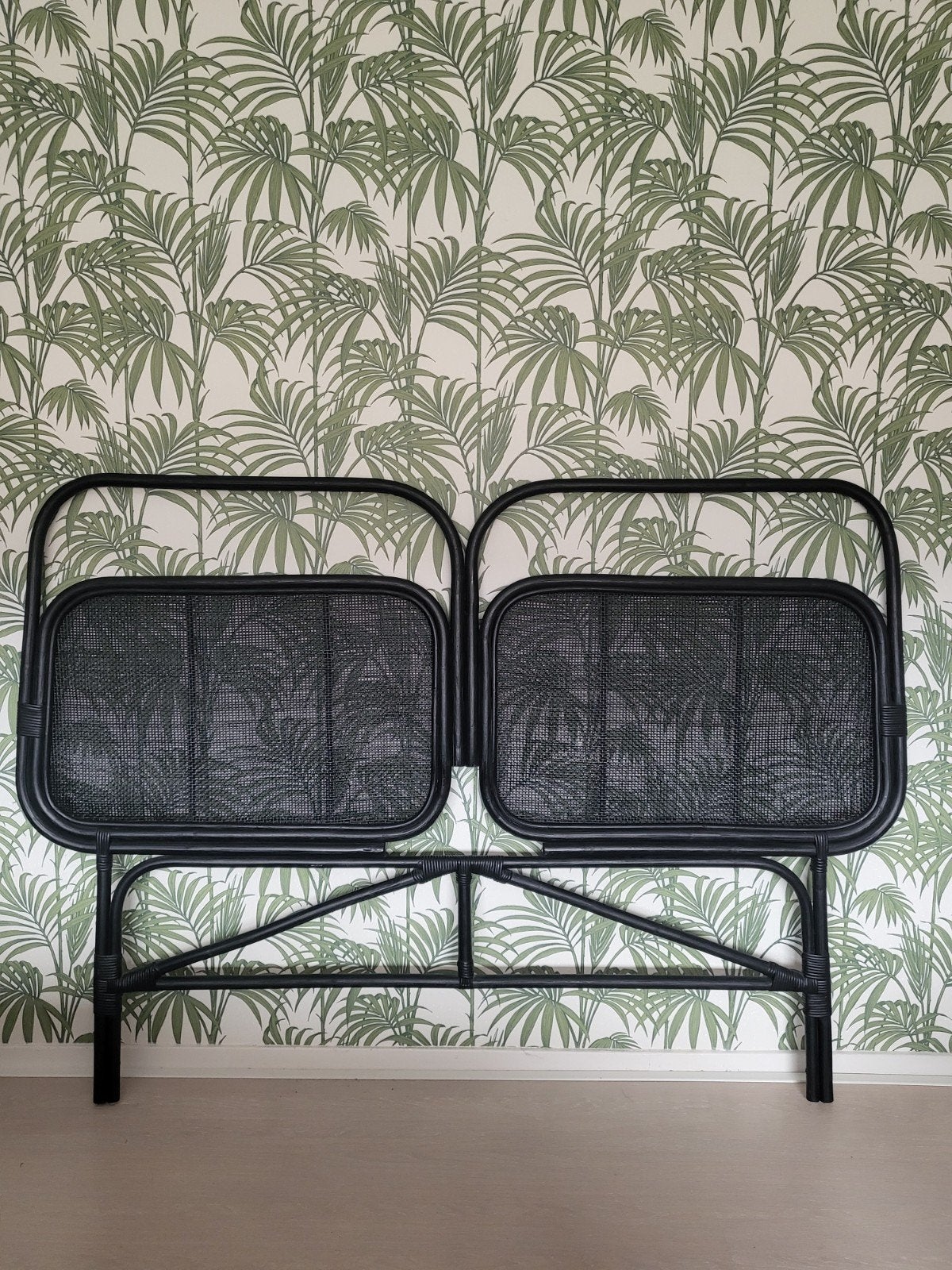 Rotan hoofdbord voor tweepersoonsbed, Huis en Inrichting, Ophalen, Overige materialen, Zwart, Tweepersoons
