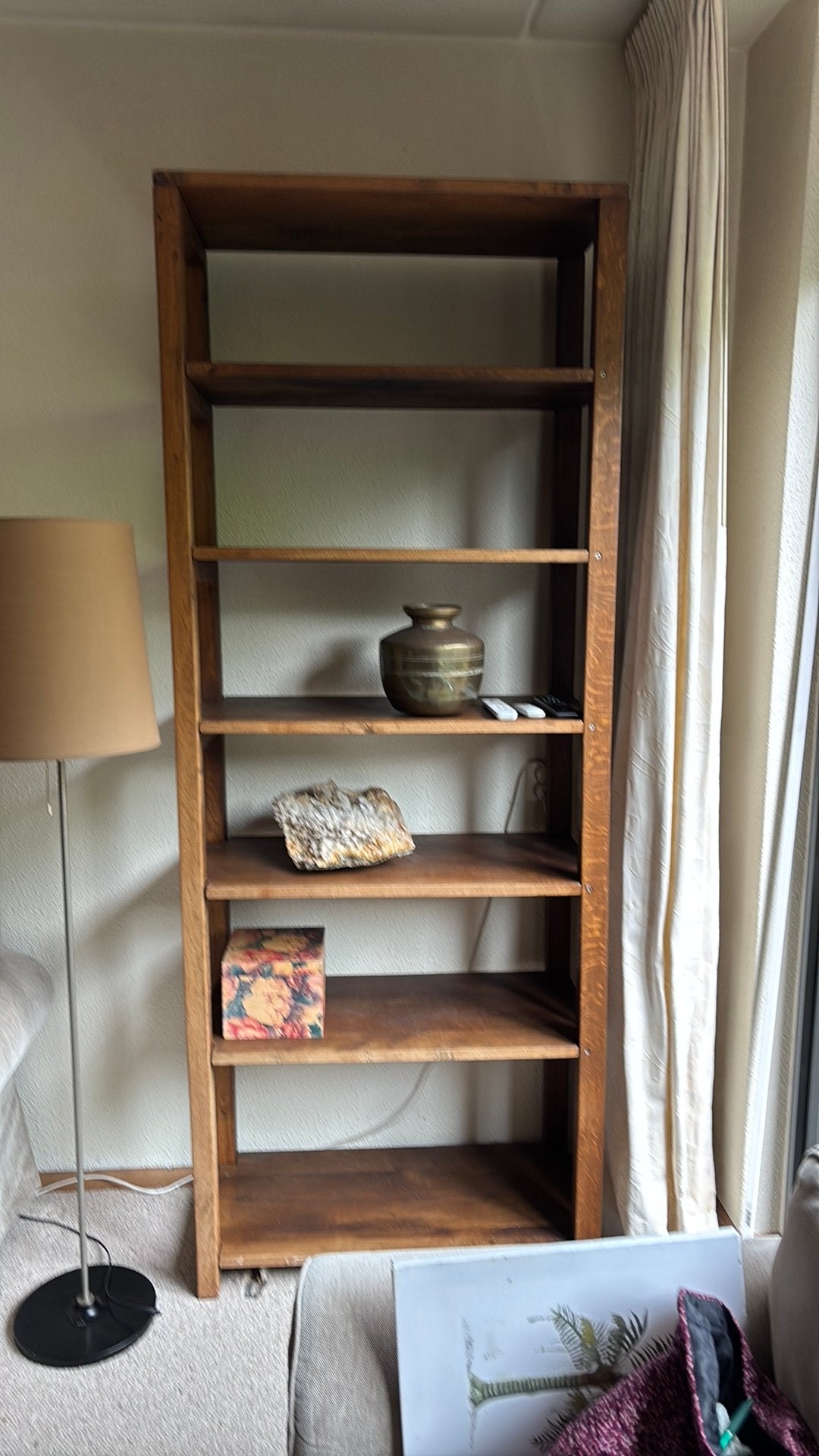 Stoere  eikenhouten Boekenkast H2.15 B83cm, D40cm, Ophalen, Met plank(en), Gebruikt, 200 cm of meer