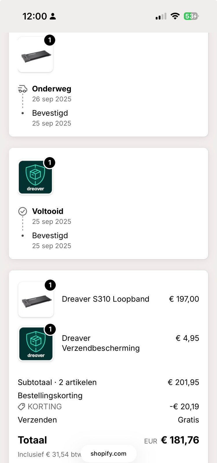 Dreaver loopband model S310, Ophalen, Zo goed als nieuw, Loopband