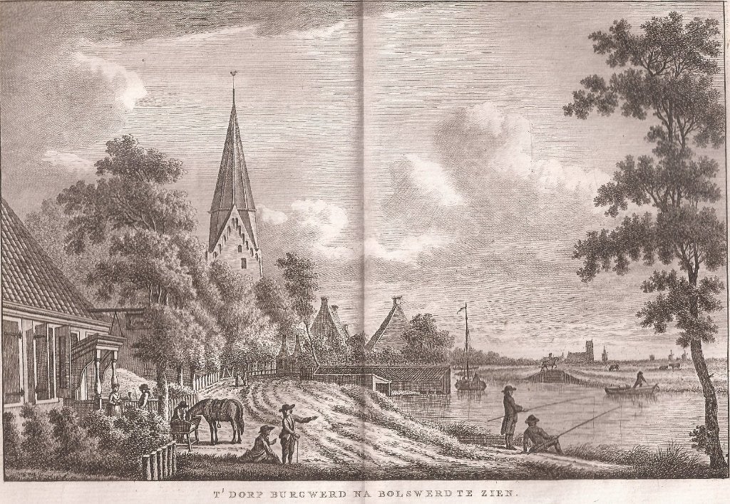 't Dorp Burgwerd na Bolsward te Zien  Kopergravure  Bendorp, Antiek en Kunst, Kunst | Etsen en Gravures, Gravure, Blanco verso