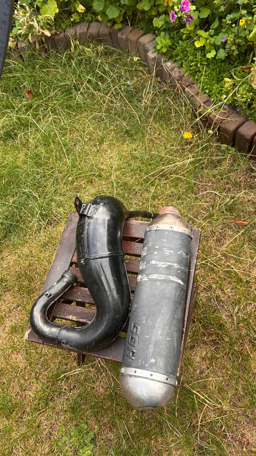 2takt uitlaat bocht met demper, Ophalen of Verzenden