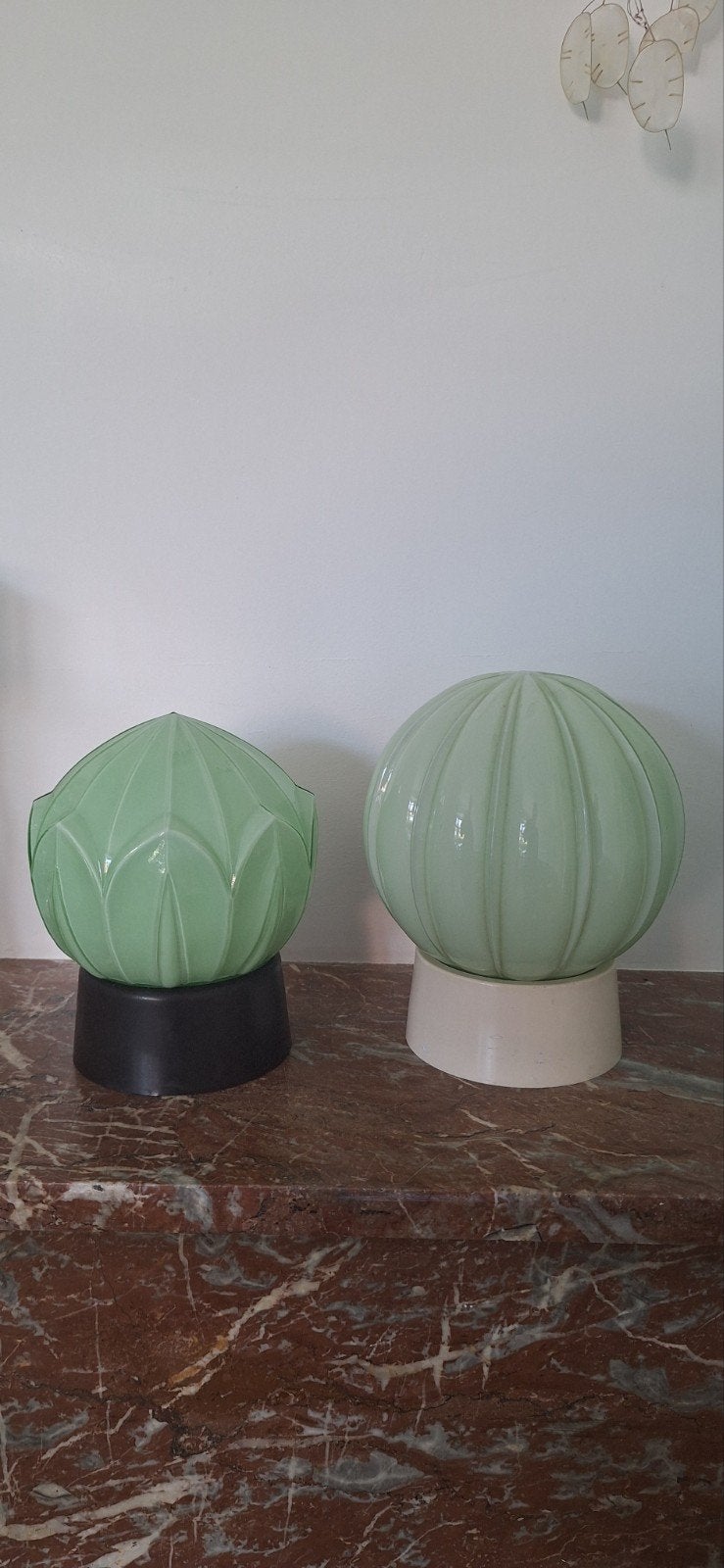 vintage thabur art deco lampen groen, Ophalen of Verzenden