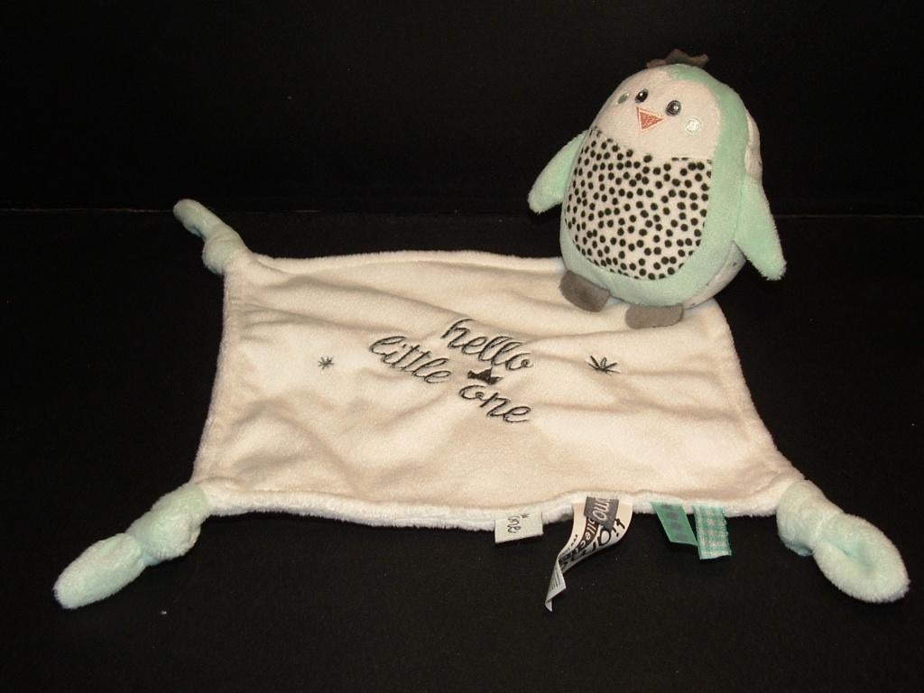 TIAMO PINGUIN VOGEL KNUFFELDOEK VELOURS WIT MET MINTGROENE, Verzenden, Nieuw, Overige typen