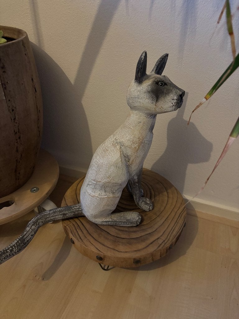 Handgesneden houten kattenbeeld Ortega, Ophalen, Nieuw, Dier