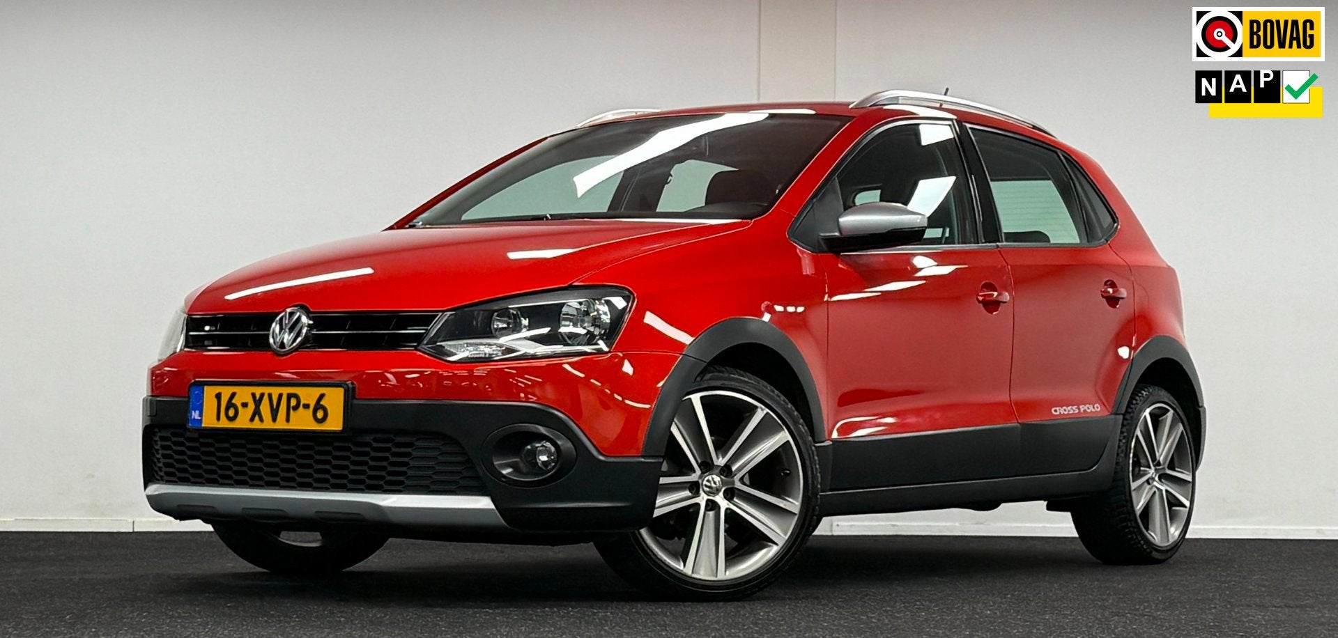 Volkswagen Polo 1.2 TSI Cross*Automaat*1/2Leder*Navi*Ketting, Euro 5, Zwart, 4 cilinders, Origineel Nederlands