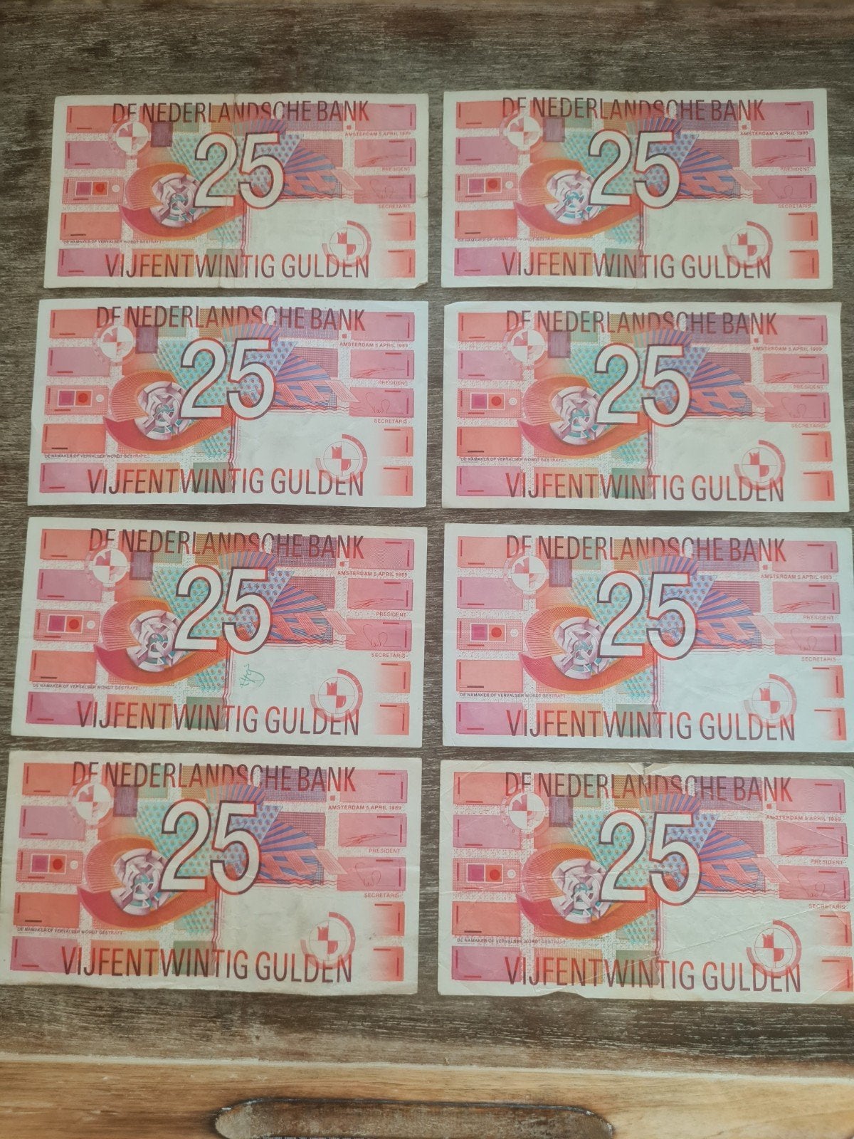 Set 8x 25 gulden, Ophalen of Verzenden, 25 gulden