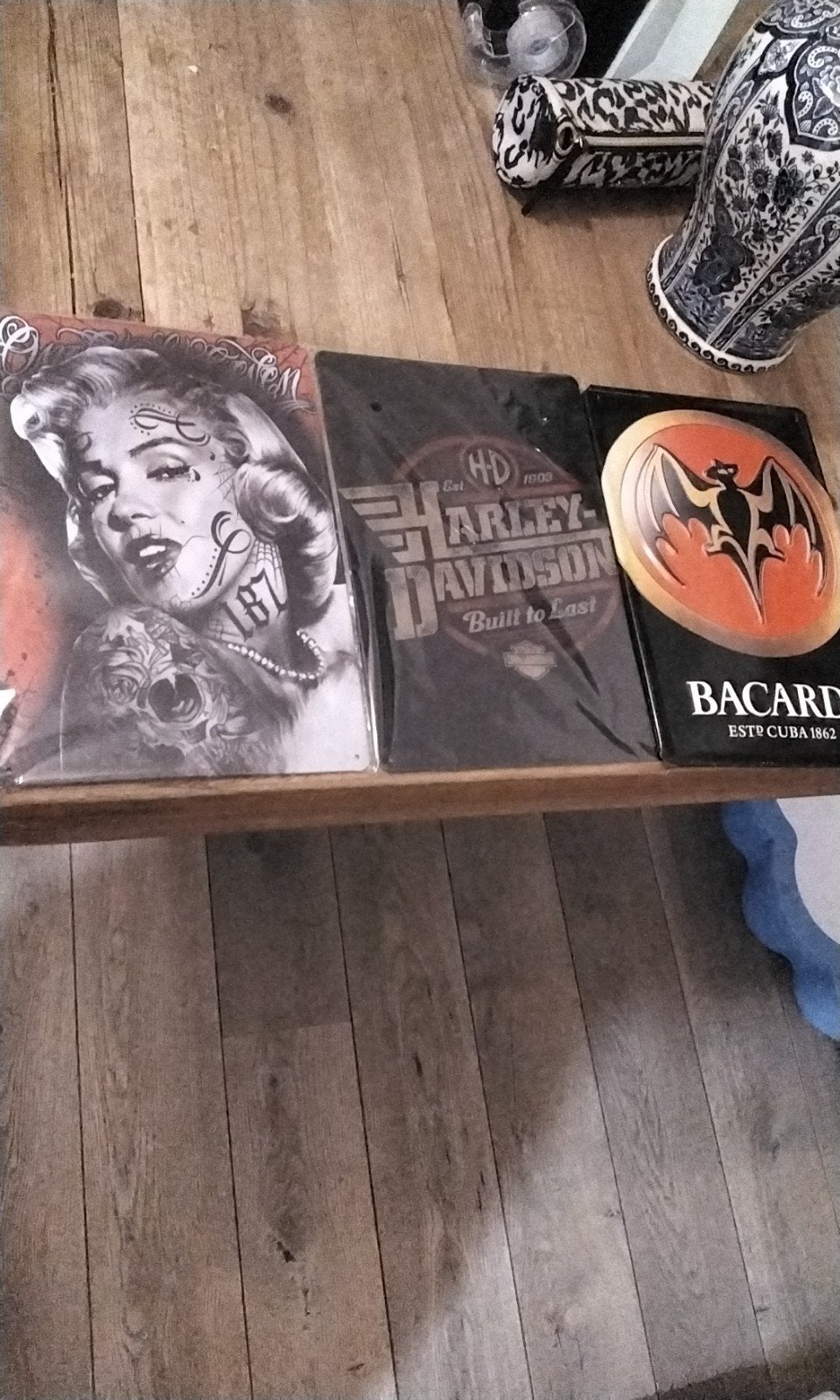 Marilyn Monroe, Harley-Davidson, Bacardi metalen borden, Minder dan 50 cm, Overige typen, Nieuw, Ophalen of Verzenden