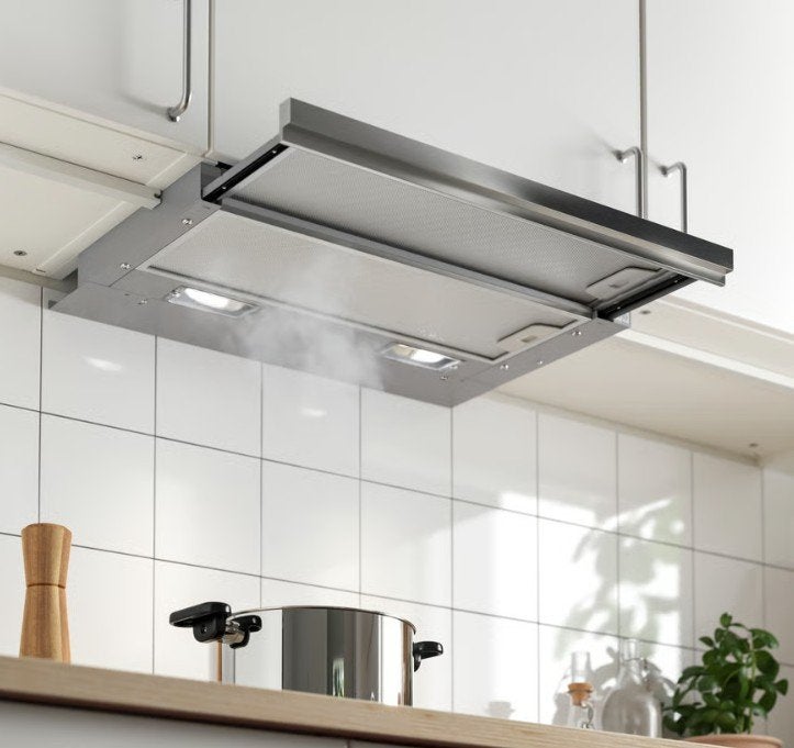 UTDRAG Inbouwafzuigkap, RVS, 60 cm, Energieklasse B, Ophalen, Nieuw, Inbouw, Vlakschermkap