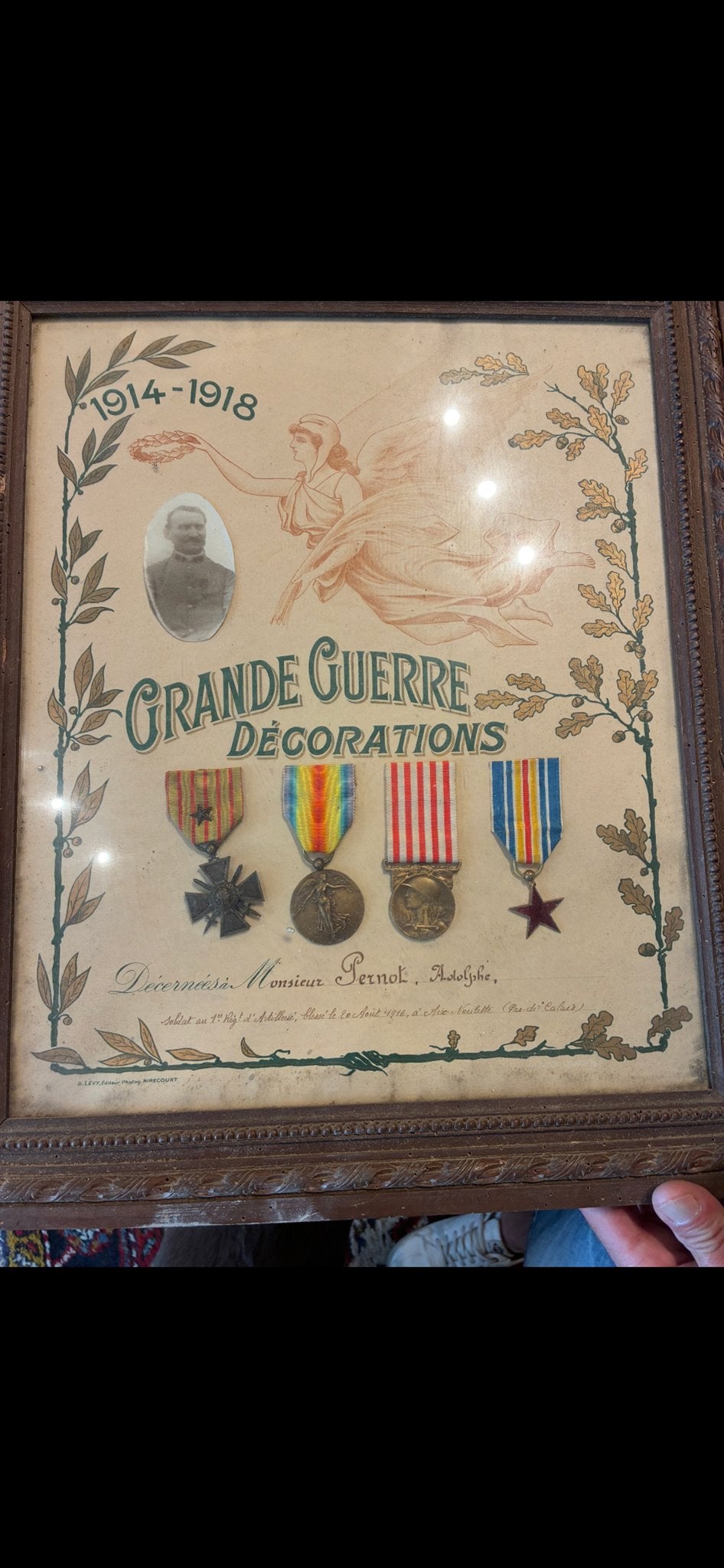 WO1 Documenten, Foto's & Zeldzame Verdun Medaille Collectie, Ophalen of Verzenden, Overige soorten, Overige gebieden, Lintje, Medaille of Wings