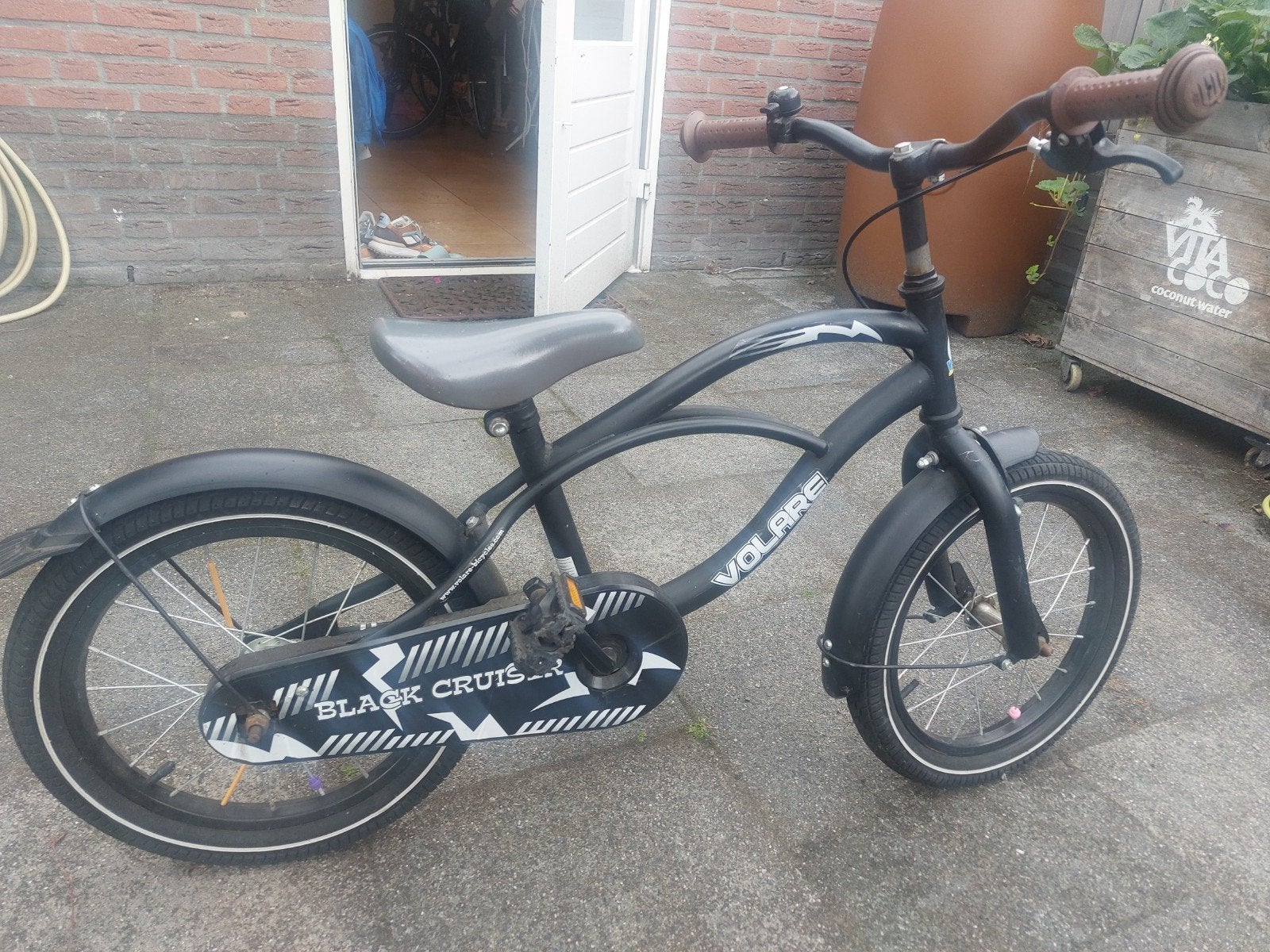 Volare Black Cruiser kinderfiets 16 inch, Fietsen en Brommers, Fietsen | Kinderfietsjes, Ophalen, Gebruikt, Terugtraprem, 16 tot 20 inch