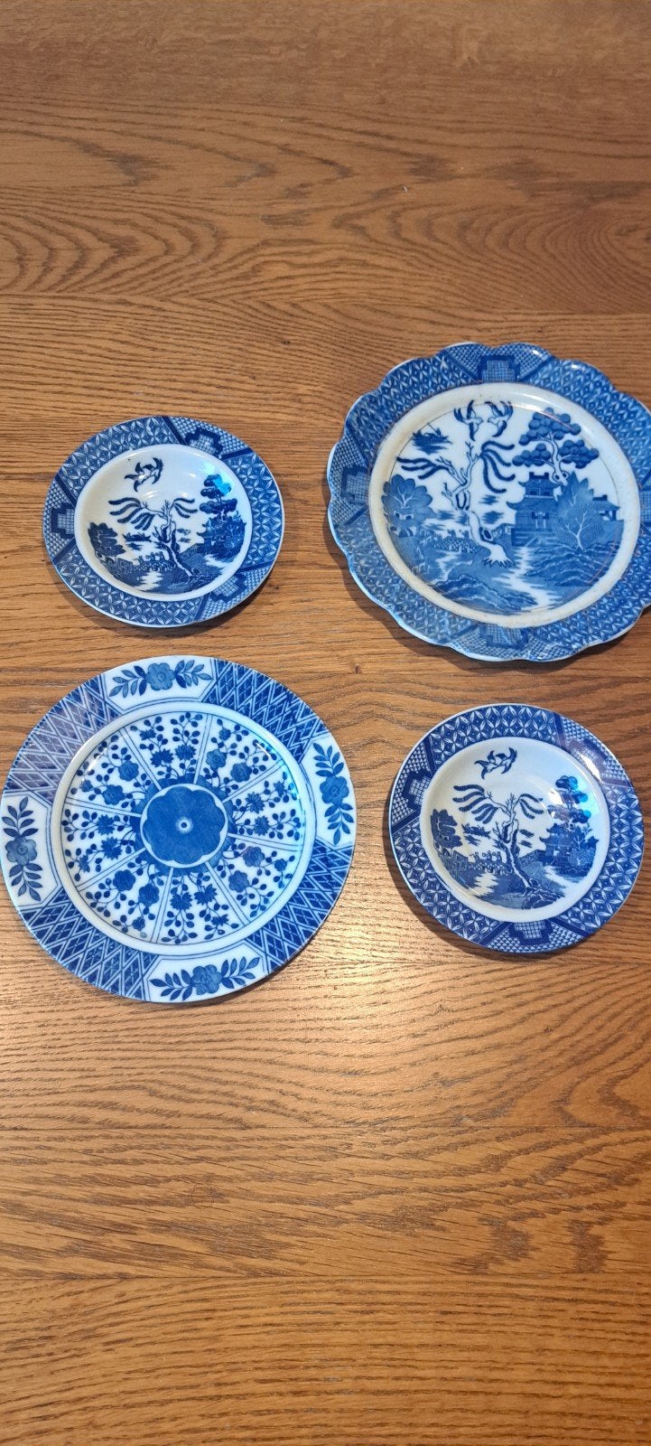 4 blauwe bordjes met oosters patroon, Huis en Inrichting, Ophalen of Verzenden