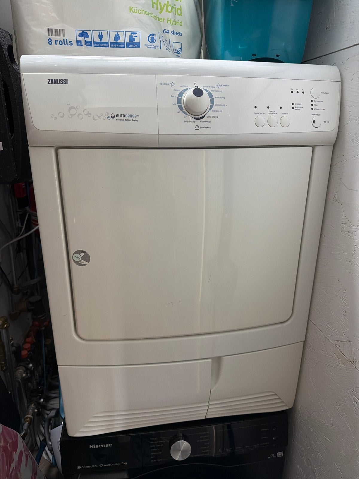 Zanussi ZTE 170 Condensdroger TEKST LEZEN, 6 tot 8 kg, Gebruikt, Ophalen of Verzenden, Voorlader