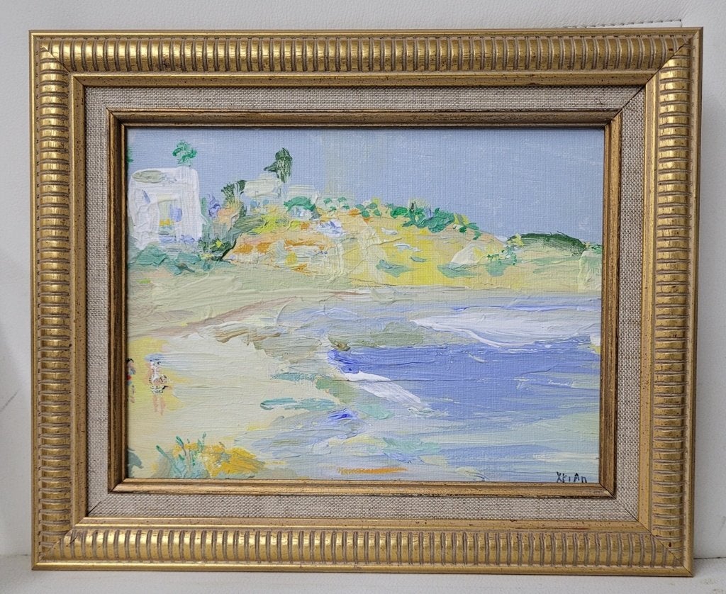 XTIAN, op het strand van Torreguardiaro, Impressionistisch, Ophalen of Verzenden, Origineel werk, Maritiem / water