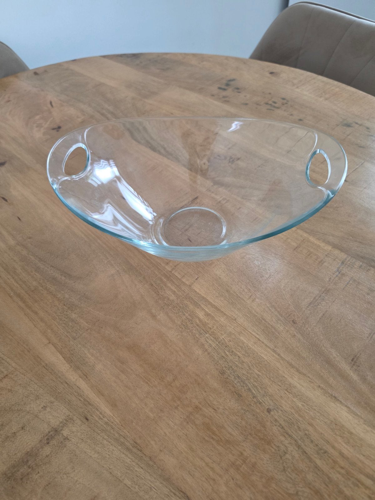 Ovale glazen fruitschaal met handvatten, Ophalen, Met handvatten, Schaal, Ovaal