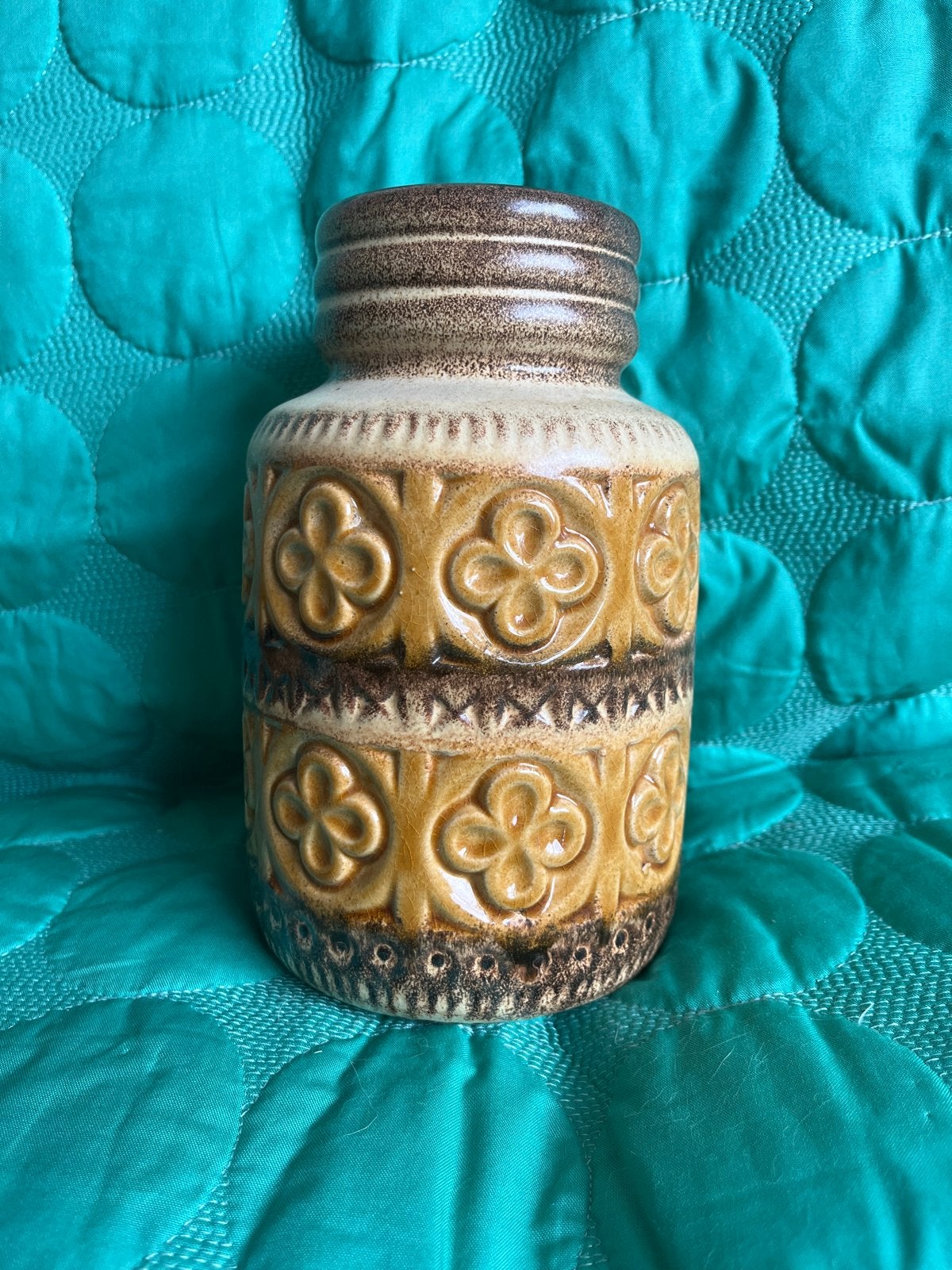 Vintage West Germany Keramiek Vaas - Bruin/Beige, Ophalen