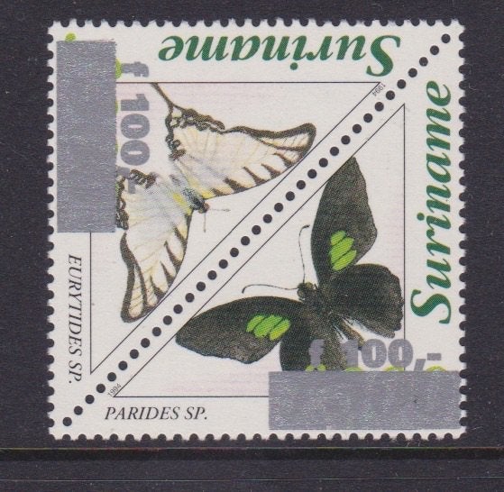 TSS Kavel 260040 Suriname PF  minr 1585-1586 vlinders opdruk, Ophalen, Postfris