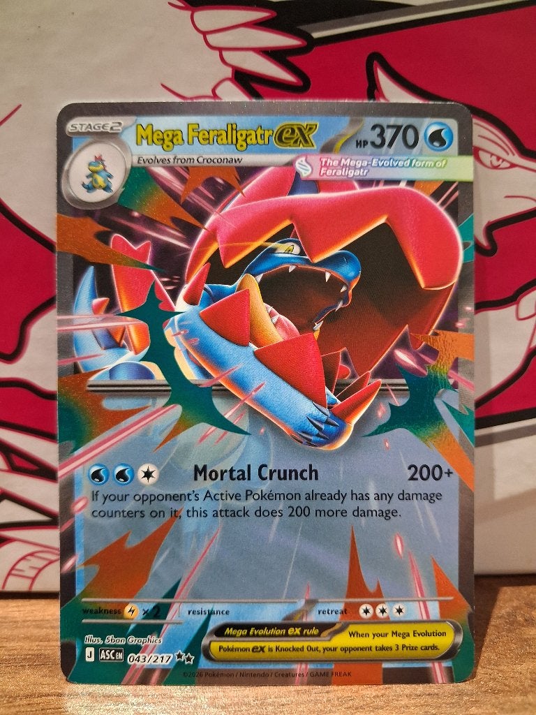 Pokemon Mega Feralogatr EX ASC 043/217, Hobby en Vrije tijd, Verzamelkaartspellen | Pokémon, Ophalen of Verzenden, Nieuw, Losse kaart
