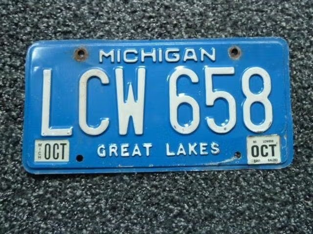 Kentekenplaat licenseplate Michigan Great Lakes USA, Verzenden, Gebruikt, Auto's