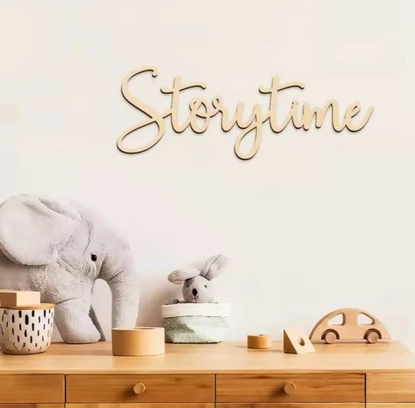 Houten wanddecoratie Storytime, Kraamcadeau, Nieuw, Ophalen of Verzenden, Struikheide 64,3069lj,Rotterdam