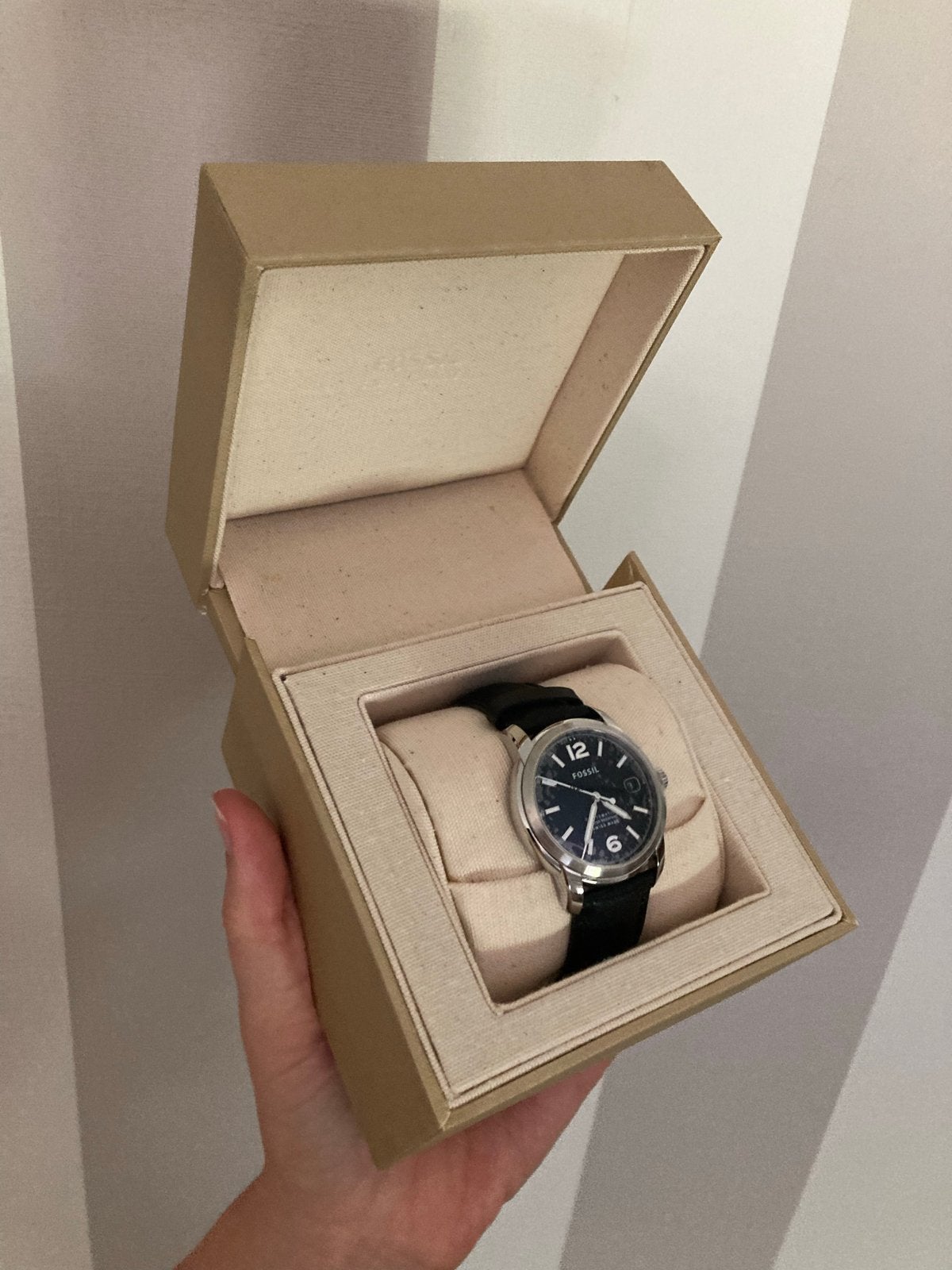 Nieuw Fossil FSW1001 automatisch horloge - Zwart leer, Overige merken, Leer, Staal, Polshorloge
